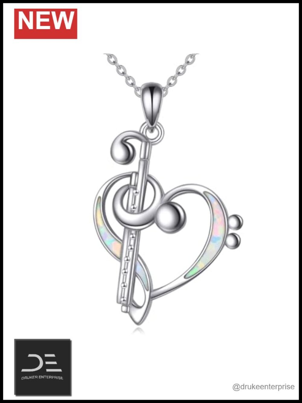 Sterling Silver Music Pendant Necklace for Women